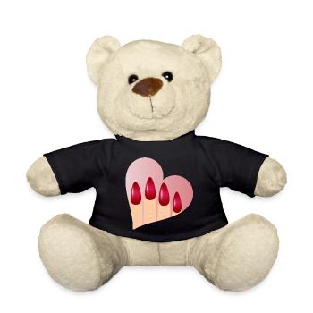 Maniküre mit Liebe - Herz mit roten Fingernägel - Teddy - Schwarz - Vorne
