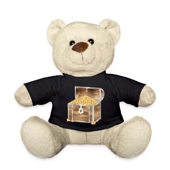 Coffre au trésor en bois rempli de pièces d’or - Nounours - noir - Devant