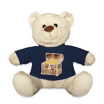 mit Gold Münzen gefüllte Schatztruhe aus Holz - Teddy - French Navy - Vorne