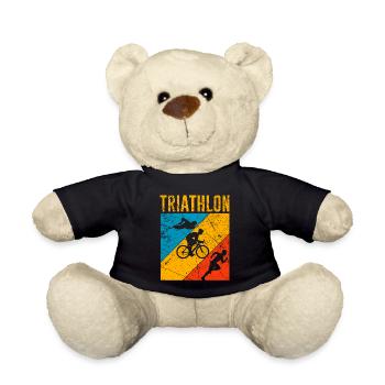Vintage Triathlon Triathletes Gift Endurance - Teddy Bear - black - Front