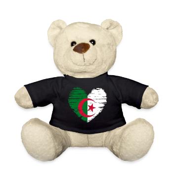 Algerien Herz Flagge Fahne Wappen - Teddy - Schwarz - Vorne