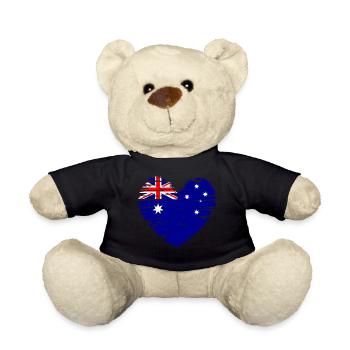Australie coeur drapeau drapeau blason - Nounours - noir - Devant