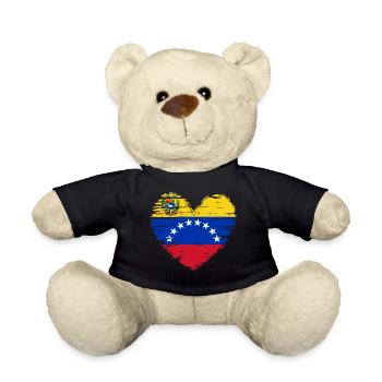 Venezuela Heart Flag Flag Coat of Arms - Teddy Bear - black - Front