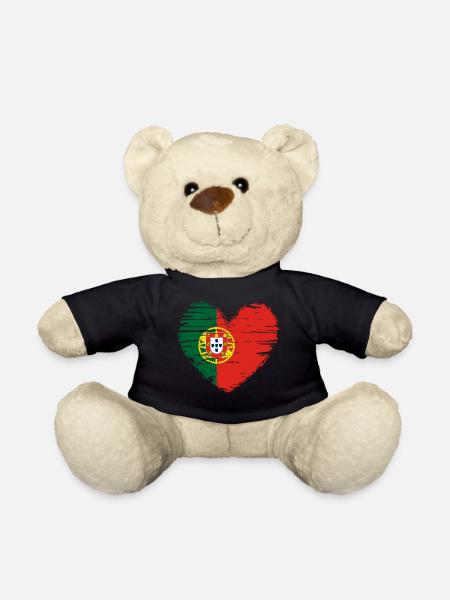 Portugal coeur drapeau blason - Nounours - noir