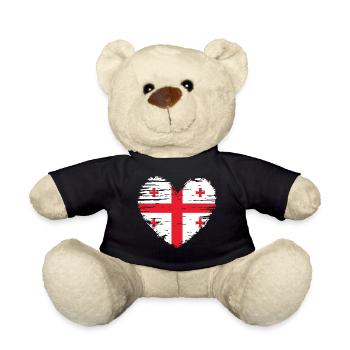 Georgien Herz Flagge Fahne Wappen - Teddy - Schwarz - Vorne