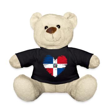 Dominican Republic Heart Flag Flag Coat of Arms - Teddy Bear - black - Front