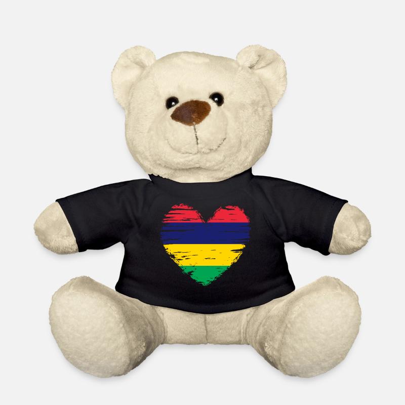 Mauritius Herz Flagge Fahne Wappen - Teddy - Schwarz