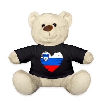 Slowenien Herz Flagge Fahne Wappen - Teddy - Schwarz - Vorne