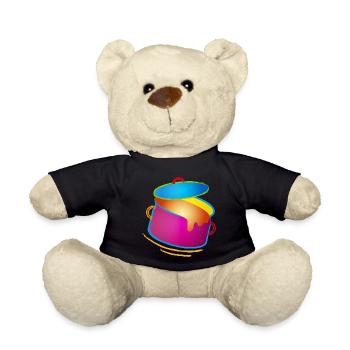 knallig bunter Kochtopf mit Deckel - Teddy - Schwarz - Vorne