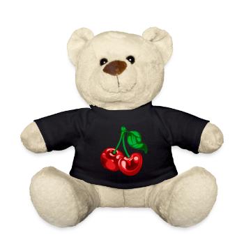 Cherries in Chest Pocket Shirt Pocket Bag - Teddy Bear - black - Front