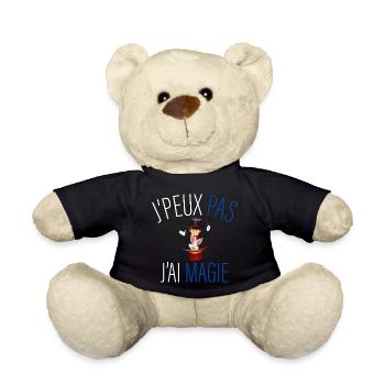 j peux pas j ai magie - cadeau anniversaire magie - Nounours - noir - Devant