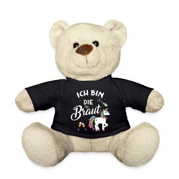 Ich bin die Braut JGA Einhorn Hochzeit - Teddy - Schwarz - Vorne