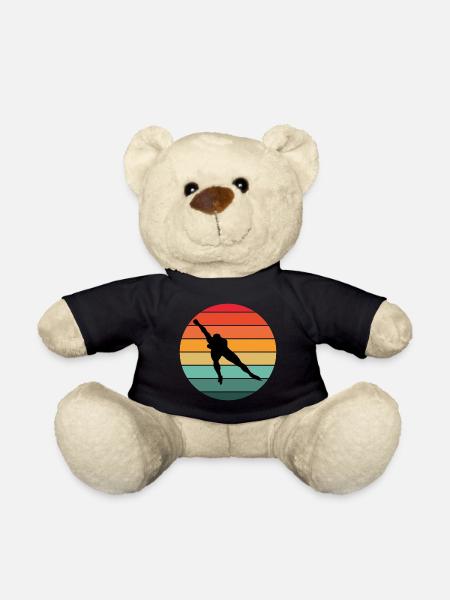 Eisschnelllauf Eisschnelllauf Schlittschuhrennen Vintage Retro - Teddy - Schwarz