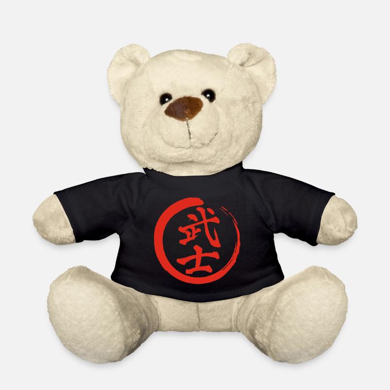 Red Japanese Kanji for the word warrior - Teddy Bear - black