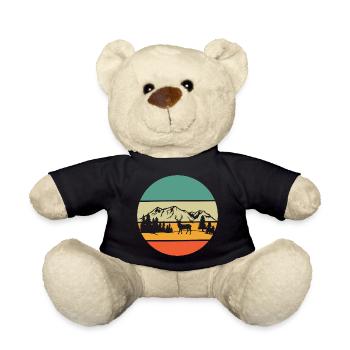 Gebirge Wanderer Hirsch Wald Wandern Retro Natur - Teddy - Schwarz - Vorne