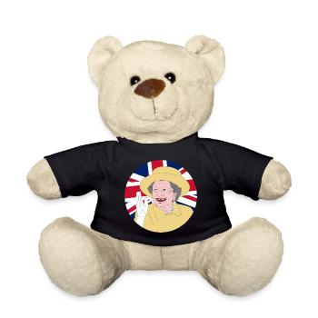 Queen Elizabeth II with British flag - Teddy Bear - black - Front