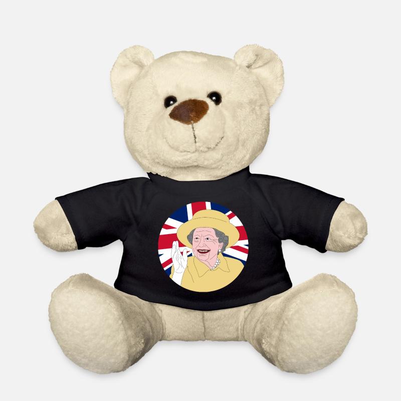 La reine Elizabeth II avec le drapeau britannique - Nounours - noir