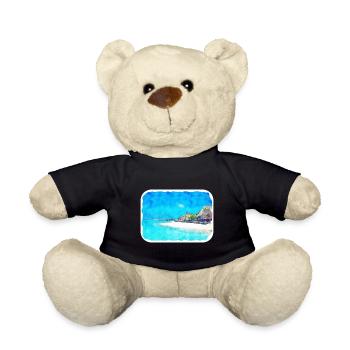Maldives Watercolor Sketch Hand Drawn Illustration - Teddy Bear - black - Front