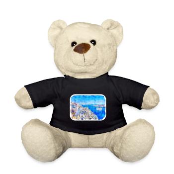 Santorini Griechenland Aquarell Skizze Zeichnung Zeichnung - Teddy - Schwarz - Vorne