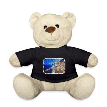 Italy Watercolor Sketch Hand Drawn Illustration - Teddy Bear - black - Front