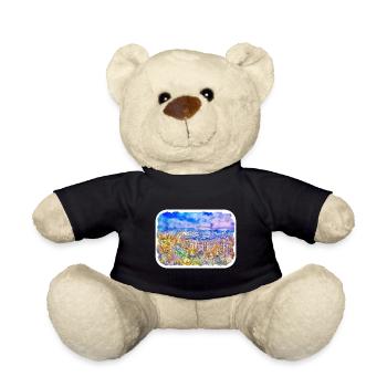 Spain Watercolor Sketch Hand Drawn Illustration - Teddy Bear - black - Front