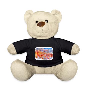 USA Aquarellskizze Handgezeichnete Illustration - Teddy - Schwarz - Vorne