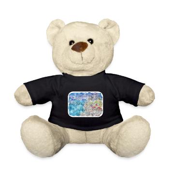 Norwegen, Aquarell, Skizze, Hand, Gezeichnet, Illustration - Teddy - Schwarz - Vorne