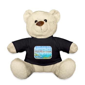 Europa Aquarellskizze Handgezeichnete Illustration - Teddy - Schwarz - Vorne