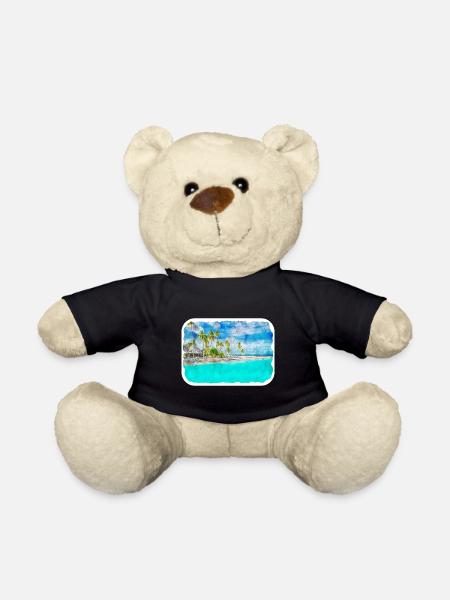 Malediven Aquarellskizze Handgezeichnete Illustration - Teddy - Schwarz