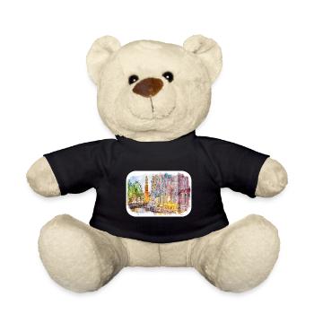 Amsterdam Niederlande Aquarellskizze Zeichnung - Teddy - Schwarz - Vorne