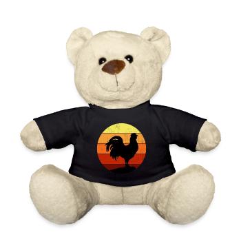 Chicken Lover Poultry Farmer Farming Vintage Retro - Teddy Bear - black - Front