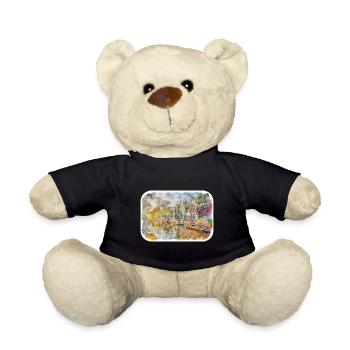 Amsterdam Niederlande Aquarellskizze Zeichnung - Teddy - Schwarz - Vorne