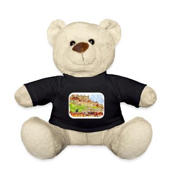 Jaipur India Watercolor Sketch Drawn Painting - Teddy Bear - black - Front