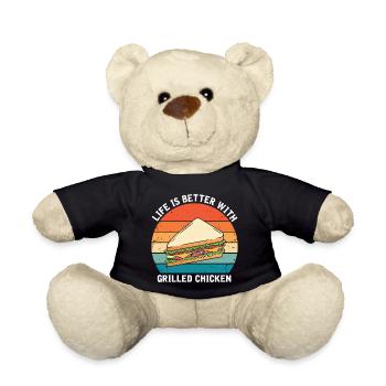 Food Love Sandwich Baguette Cheese - Teddy Bear - black - Front
