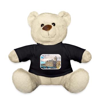 Uk Landmark Watercolor Sketch Painting Illustratio - Teddy Bear - black - Front