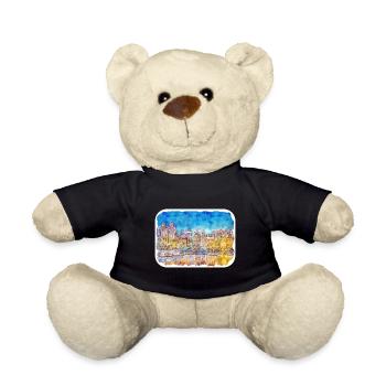 Bruges Belgium Watercolor Sketch Drawn Illustratio - Teddy Bear - black - Front