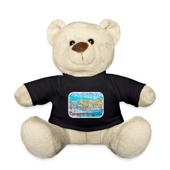 Spain Watercolor Sketch Hand Drawn Illustration - Teddy Bear - black - Front
