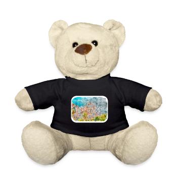 Italy Watercolor Sketch Hand Drawn Illustration - Teddy Bear - black - Front