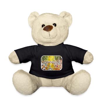 Amsterdam Niederlande Aquarellskizze Zeichnung - Teddy - Schwarz - Vorne