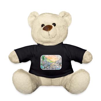 Amsterdam Niederlande Aquarellskizze Zeichnung - Teddy - Schwarz - Vorne