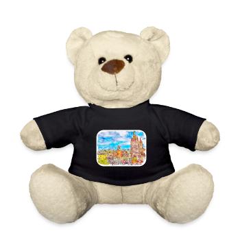 San Miguel De Allende Mexico Watercolor Sketch Dra - Teddy Bear - black - Front