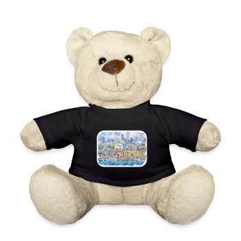 Helsinki Finland Watercolor Sketch Illustration - Teddy Bear - black - Front