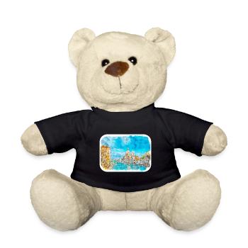 Europa Aquarellskizze Handgezeichnete Illustration - Teddy - Schwarz - Vorne