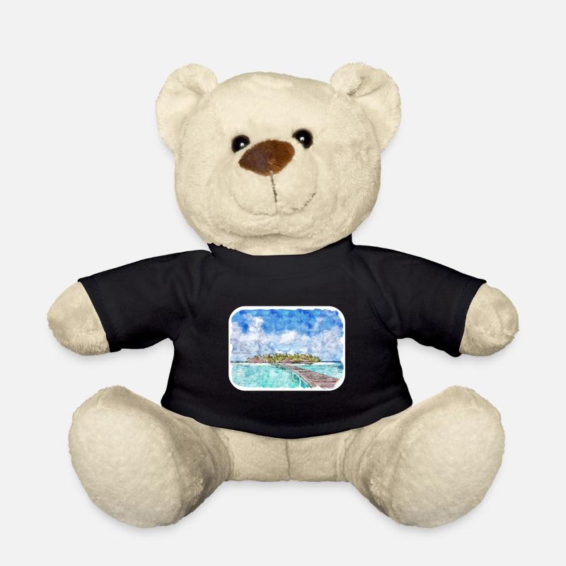 Malediven Aquarellskizze Handgezeichnete Illustration - Teddy - Schwarz