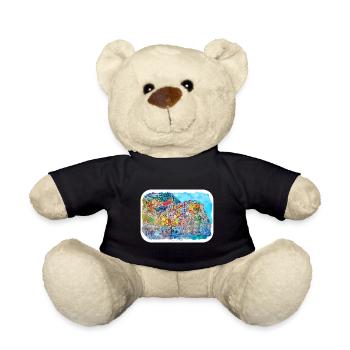 Italy Watercolor Sketch Hand Drawn Illustration - Teddy Bear - black - Front
