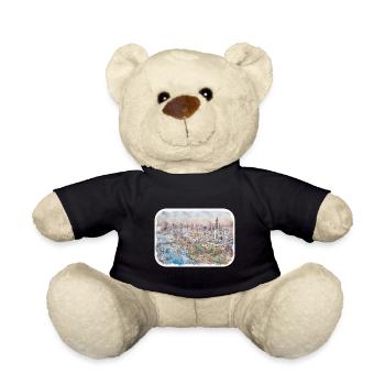 Chicago USA Aquarell Skizze gezeichnete Illustration - Teddy - Schwarz - Vorne
