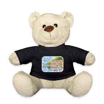 Italy Watercolor Sketch Hand Drawn Illustration - Teddy Bear - black - Front