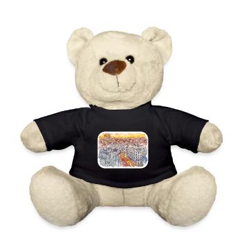 Spain Watercolor Sketch Hand Drawn Illustration - Teddy Bear - black - Front