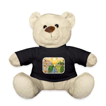 Sorrento Italy Watercolor Sketch Illustration - Teddy Bear - black - Front