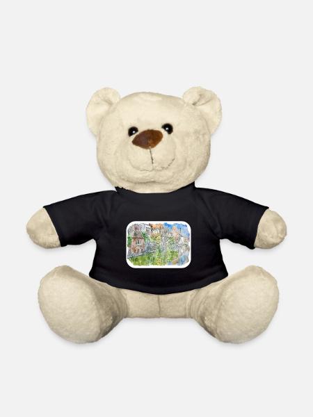 Belgien Wahrzeichen Aquarell Skizze Farbe Zeichnung - Teddy - Schwarz